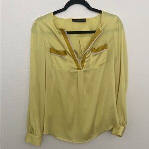 Silk effect Yellow Cuffed Sleeve Blouse